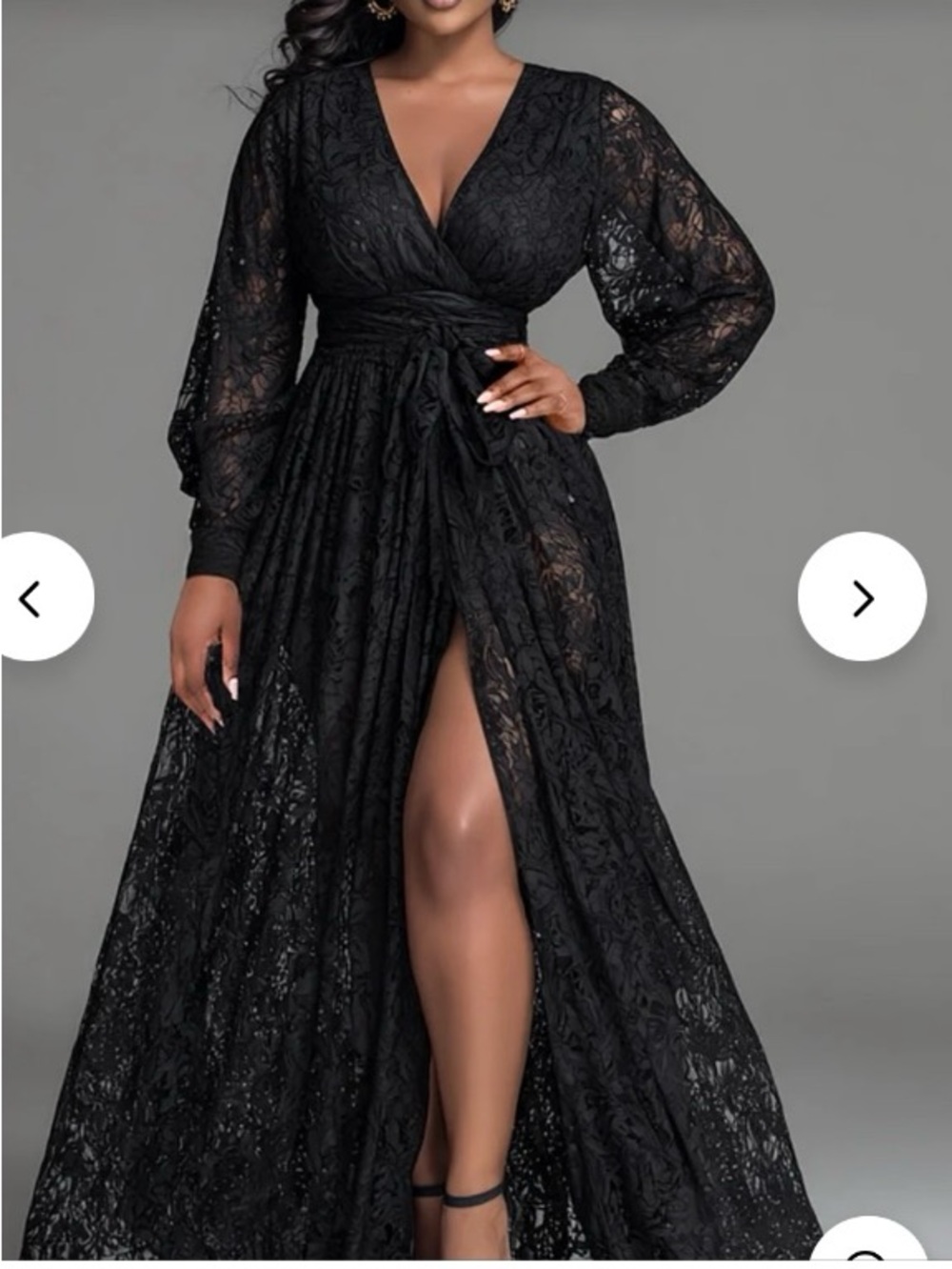 Elegant Black Lace Maxi Dress with Sexy Slit -very nice quality
Size 18/20